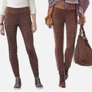 Sundance Luxe Dreams Vegan Suede Moto Leggings in Cognac Brown